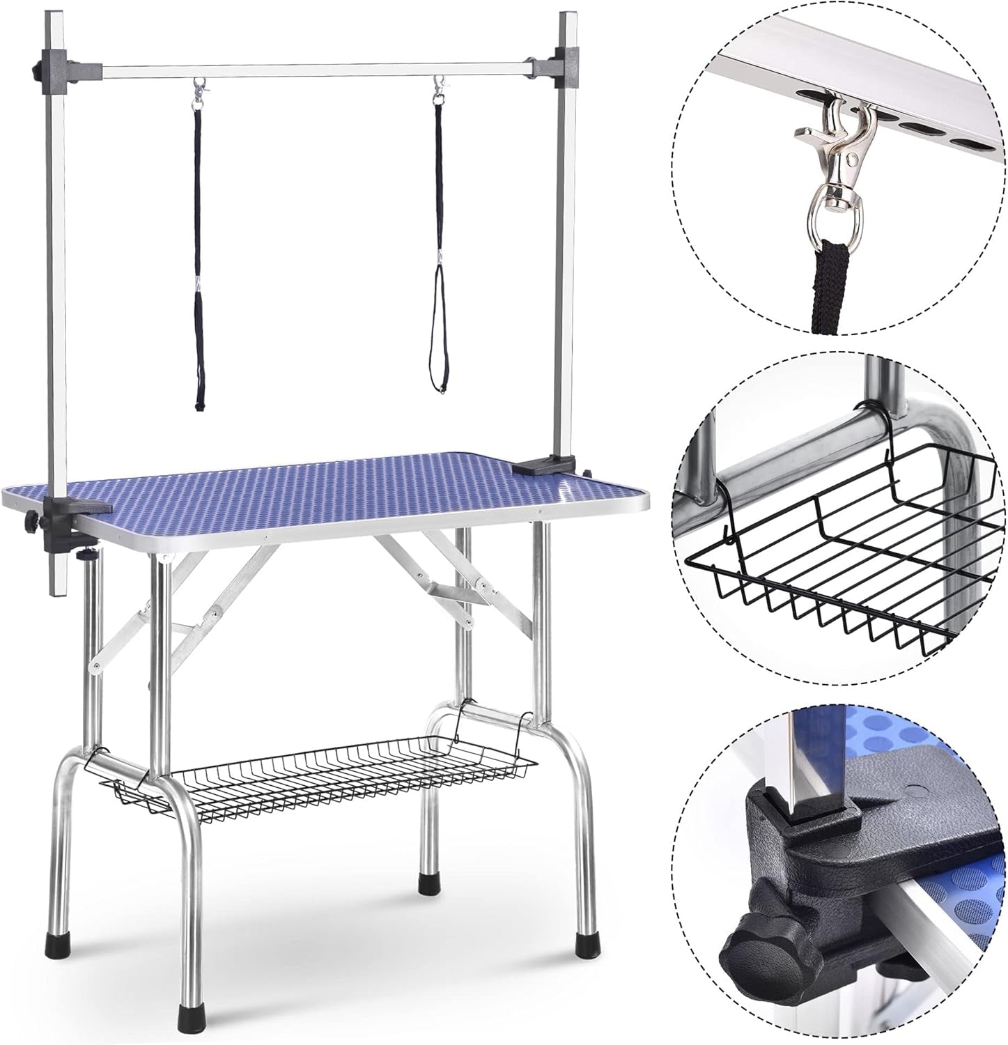 36" Professional Pet Grooming Table – Adjustable Height, Heavy-Duty with Arm, Noose & Mesh Tray, 330 lbs Capacity for Large Dogs & Cats