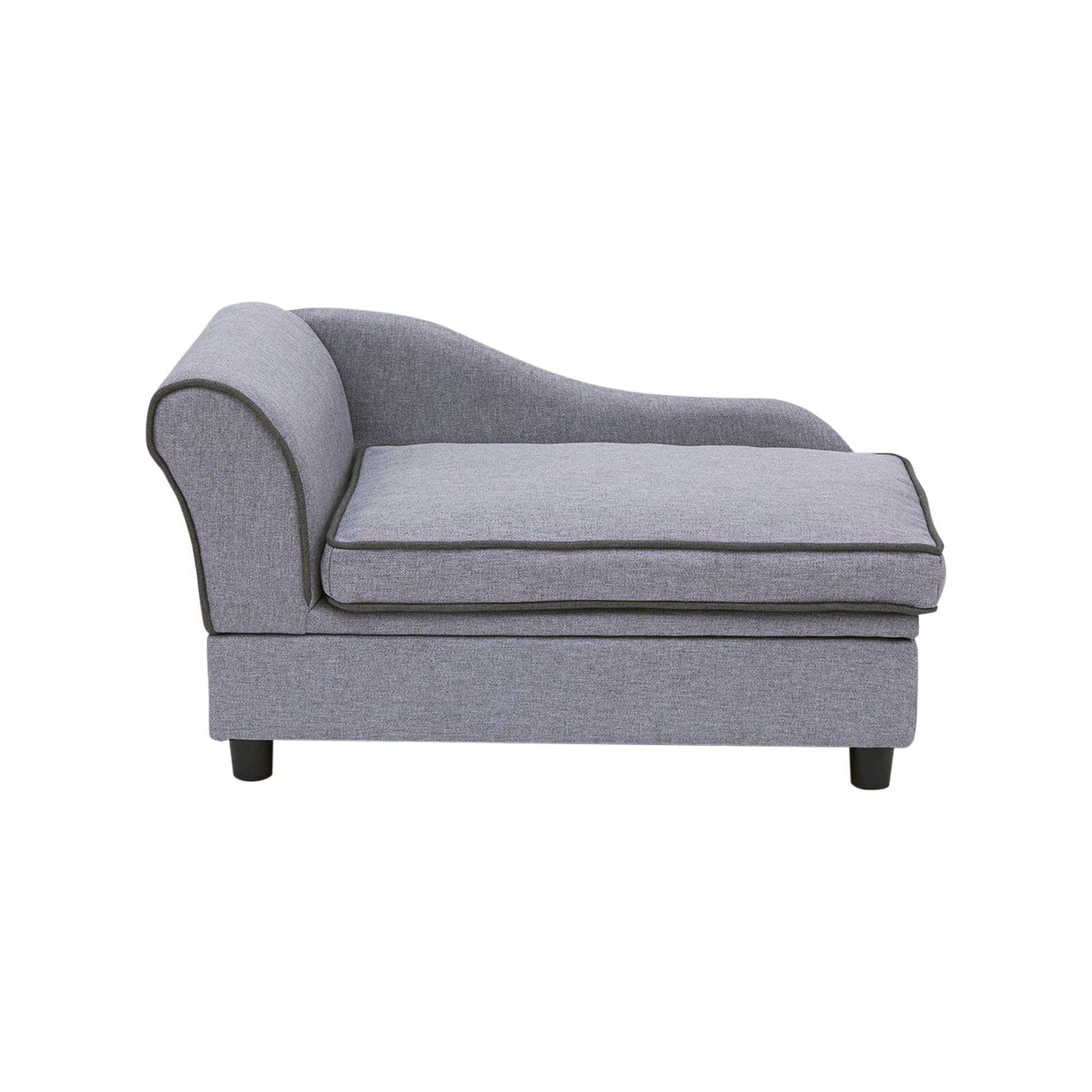 Ivan Chaise Lounge Dog Bed with Storage for Pets up to 66 Lbs, Gray