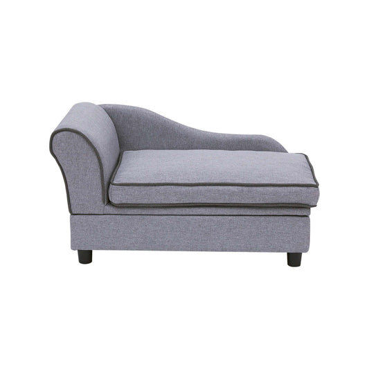 Ivan Chaise Lounge Dog Bed with Storage for Pets up to 66 Lbs, Gray