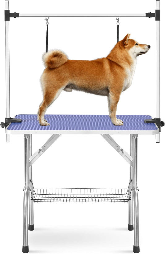 36" Professional Pet Grooming Table – Adjustable Height, Heavy-Duty with Arm, Noose & Mesh Tray, 330 lbs Capacity for Large Dogs & Cats