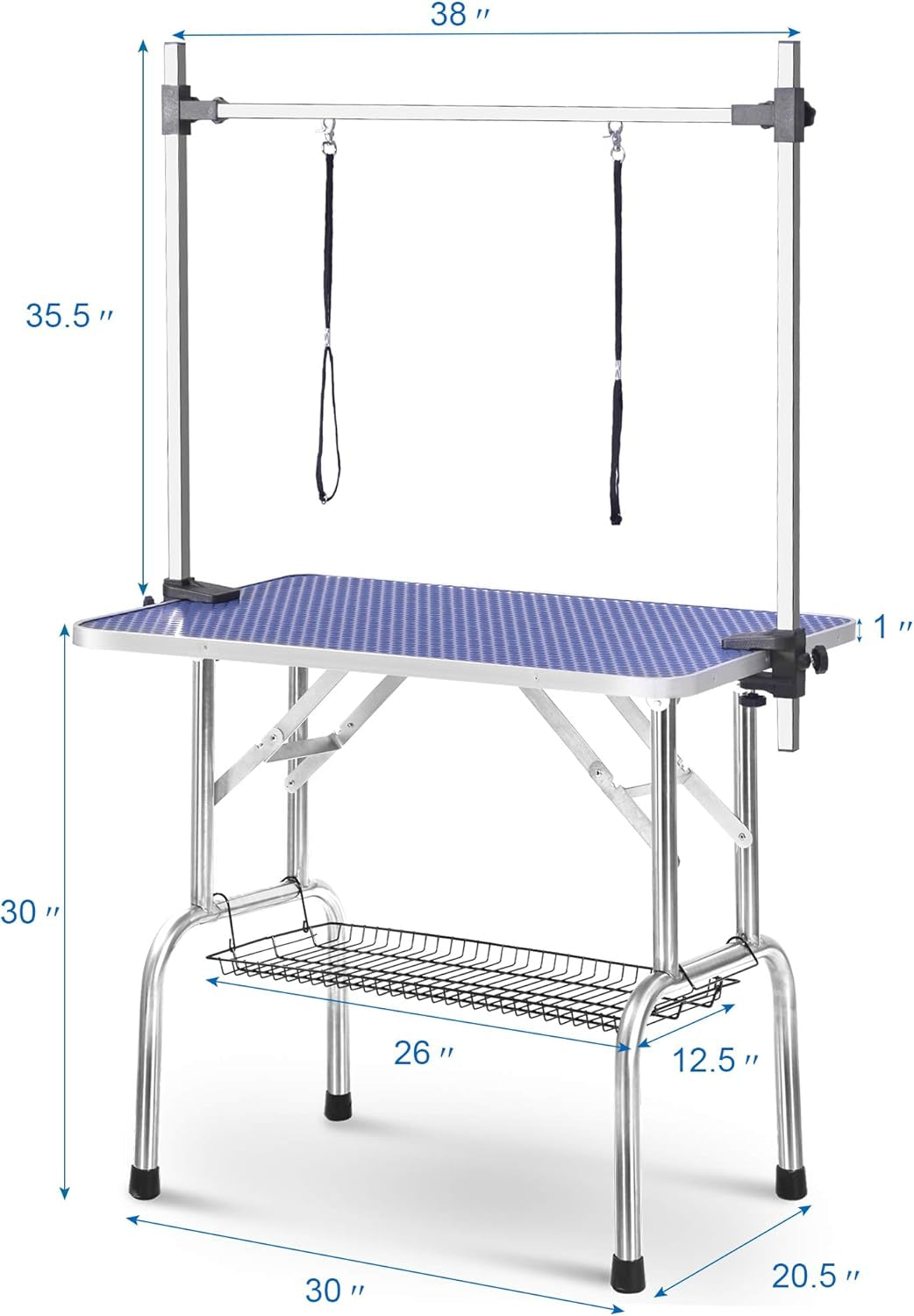 36" Professional Pet Grooming Table – Adjustable Height, Heavy-Duty with Arm, Noose & Mesh Tray, 330 lbs Capacity for Large Dogs & Cats