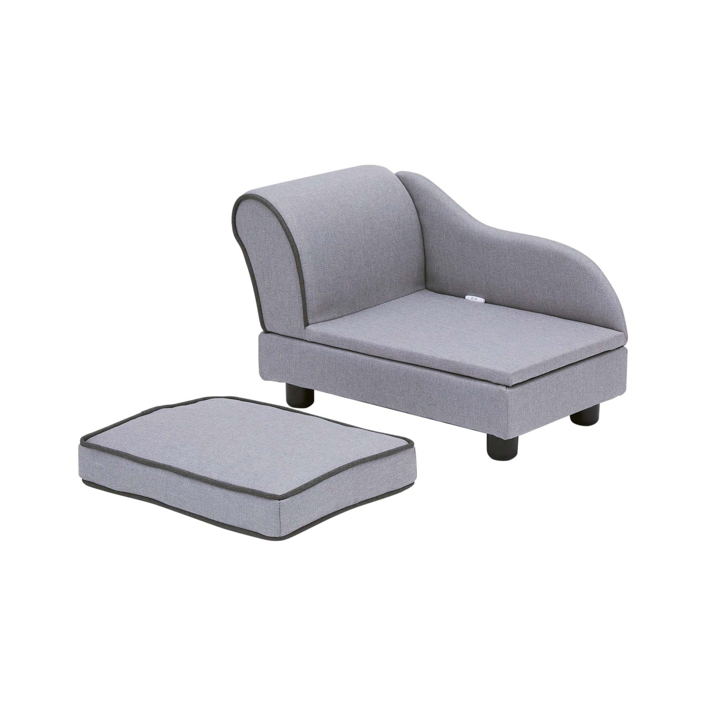 Ivan Chaise Lounge Dog Bed with Storage for Pets up to 66 Lbs, Gray