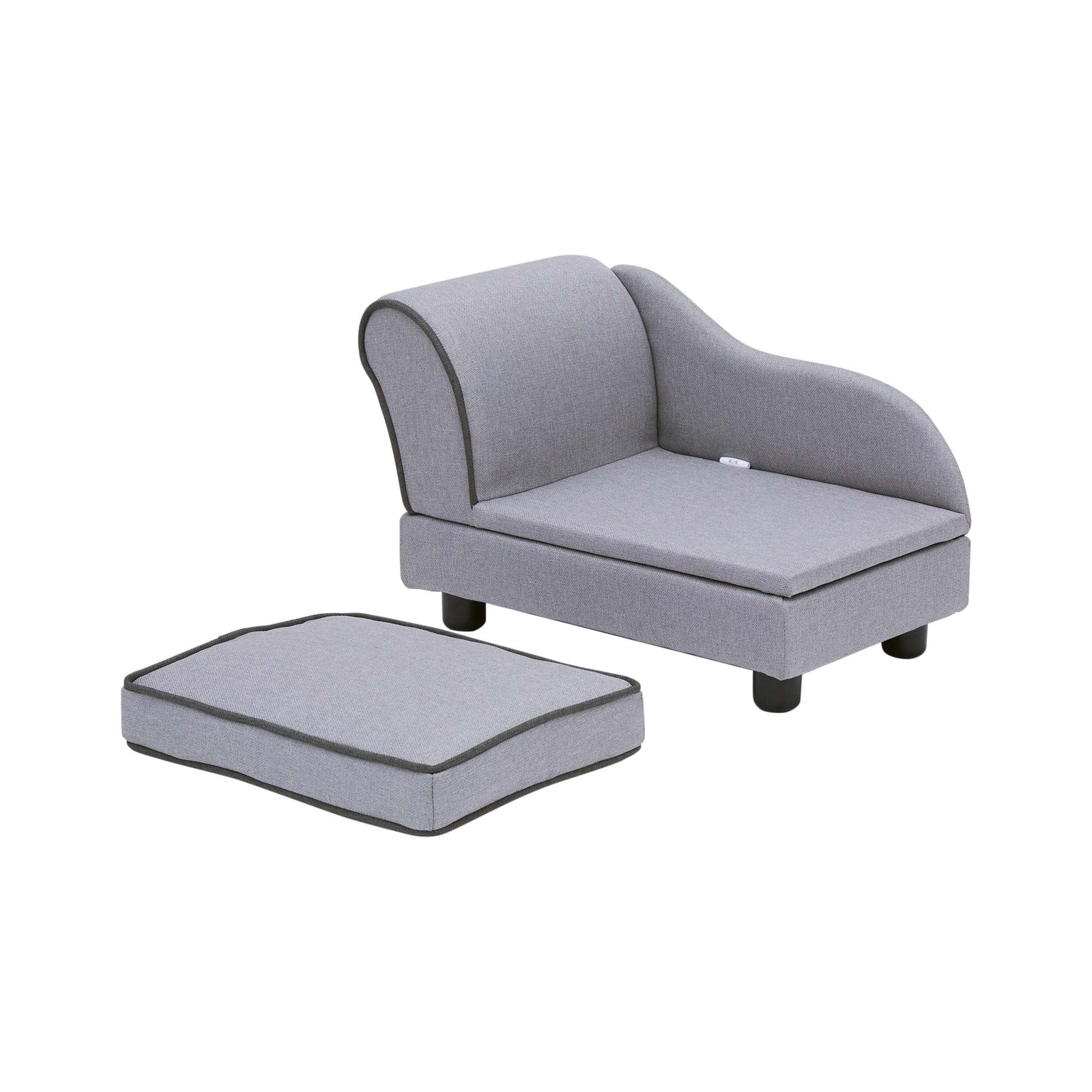 Ivan Chaise Lounge Dog Bed with Storage for Pets up to 66 Lbs, Gray